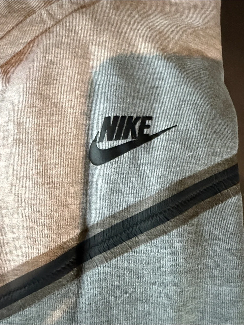 Nike Light Gray Full-Zip Hooded Sweatshirt with Black Trim